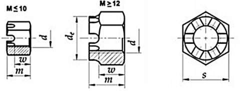 Nakrętka koronowa M48x3 DIN 935 kl.8.8 oc Nakrętka koronowa M48x3 DIN 935 kl.8.8 oc