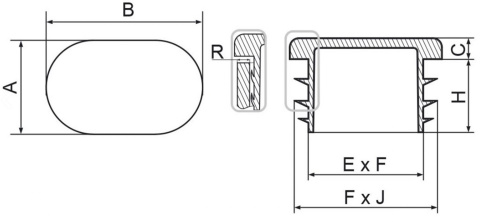 Zaślepka owalna profila 30x60mm czarna 5szt Zaślepka owalna profila 30x60mm czarna 5szt