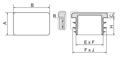 Zaślepka profila szara 40x100mm prostokąt 5szt. Zaślepka profila szara 40x100mm prostokąt 5szt.