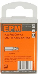 GROT, BIT, KOŃCÓWKA DO WKRĘTARKI 25MM 3SZT. PZ3