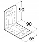 ŁĄCZNIK BUDOWLANY Z PRZETŁOCZENIEM 90*90*65*2.5MM