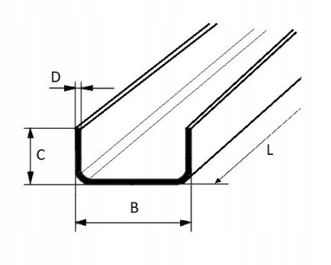 Ceownik stalowy z/g 45x10x2 długość 2000mm Ceownik stalowy z/g 45x10x2 długość 2000mm